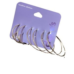 CLAIRE’S 4pack -sensitive solutions- silver hoops